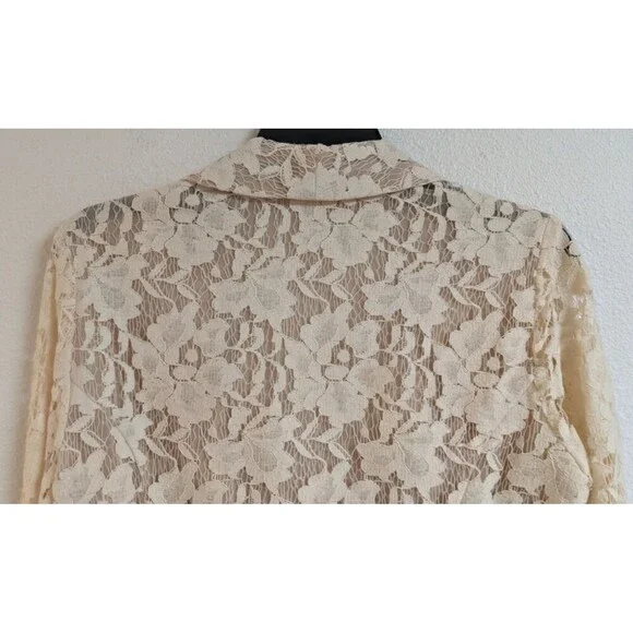 Women's Cabi #249 LACE BLAZER Ivory Cotton Blend Button-Up Jacket Size 6 - Picture 8 of 12